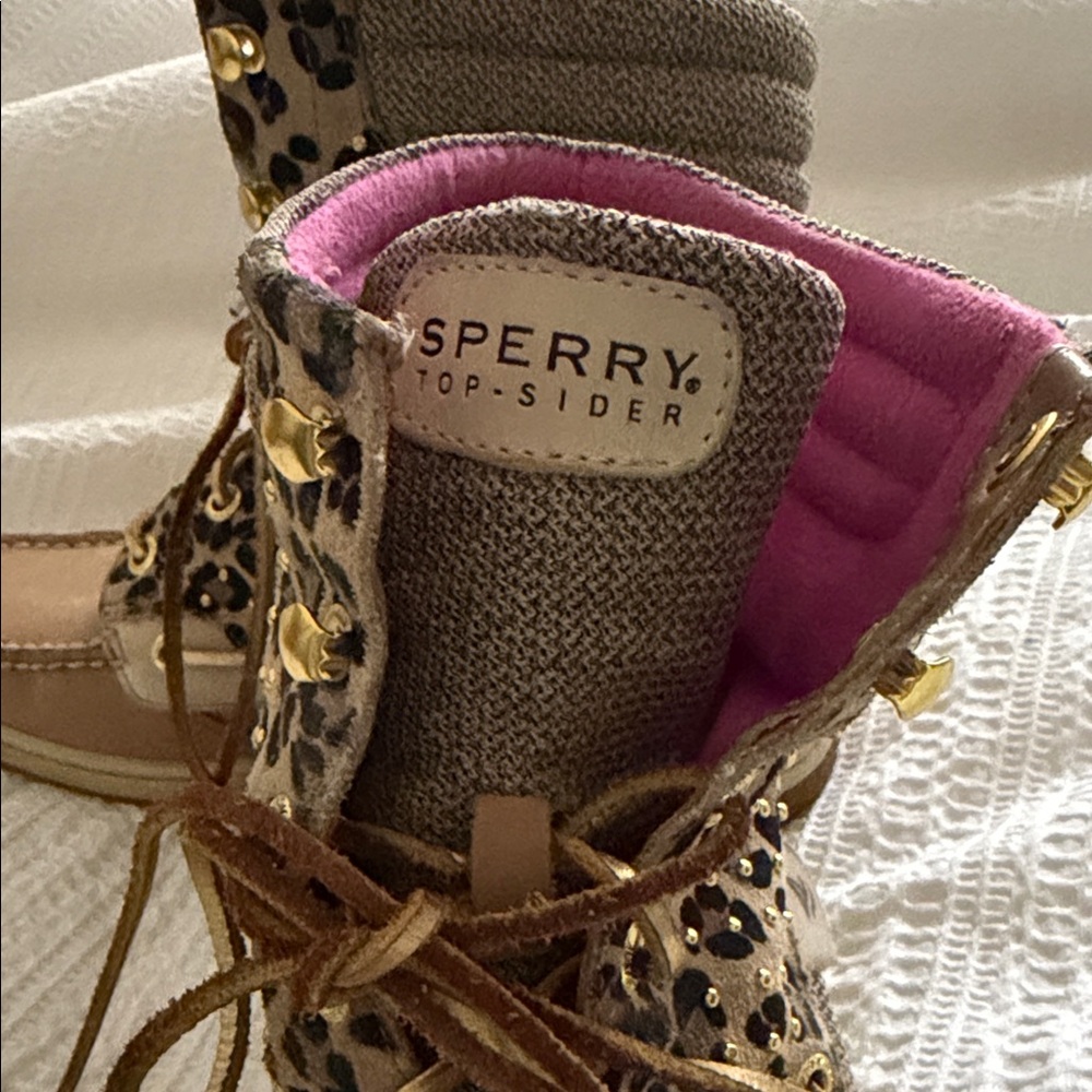 Sperry Leopard Print Boots with Pink Interior - Picture 4 of 6